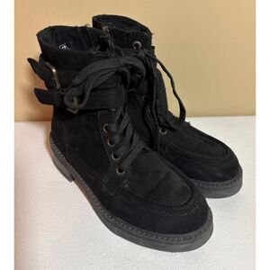 Blowfish Black Ankle Buckle Vegan Suede Side Zip Boots Women's Size 7